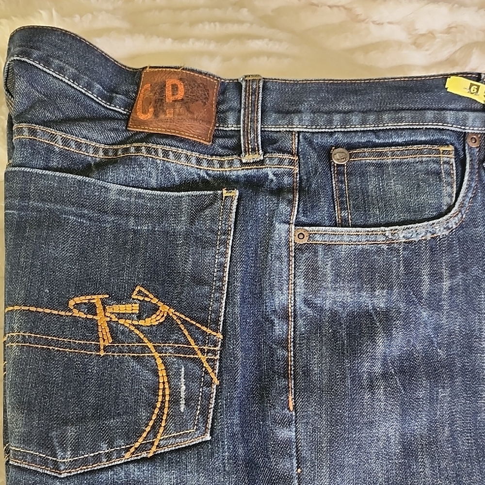 Men's Vintage 1987 Blue Denim Jeans with Yellow Stitching